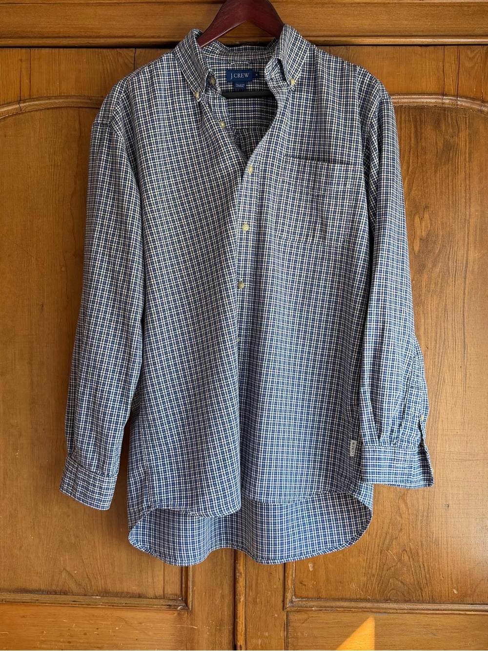 Vintage J Crew  Men's Blue Gray Plaid Button-Down Shirt